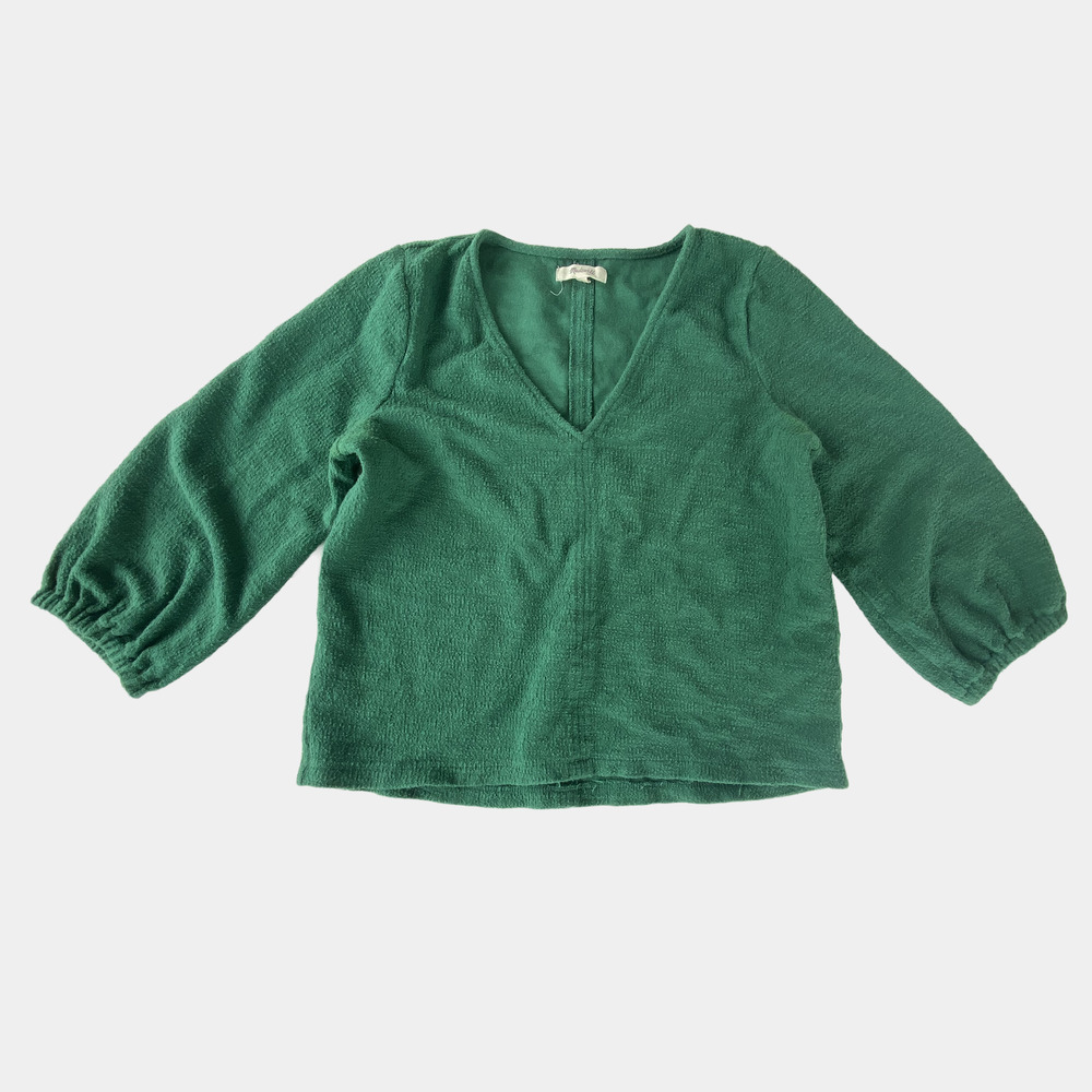 Madewell Kelly Green Textured Long Sleeve Top